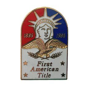 🎯 1886 1986 First American Title Lapel Enamel Pin, Collectible Pin